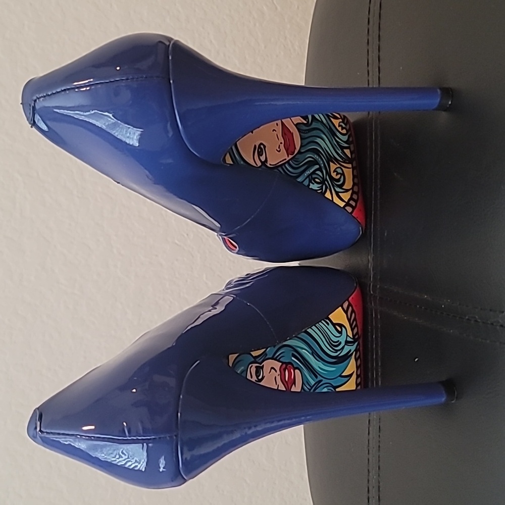 New! Nautical pinup Taylor Says by Reeves Anchors Away blue white heels 7.5 - Picture 2 of 5